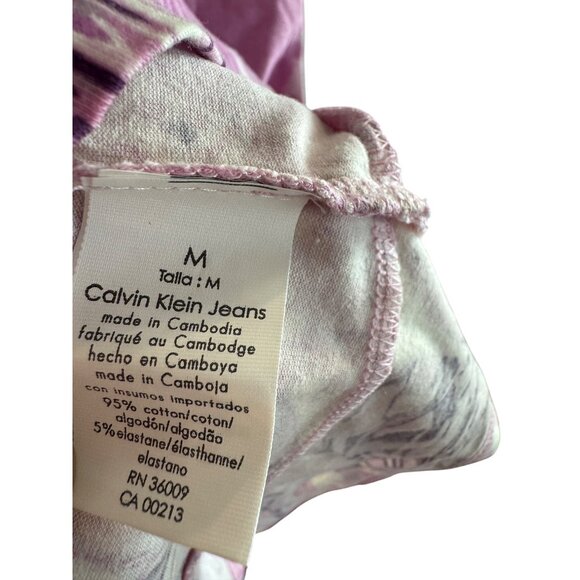 Calvin Klein Jeans Womens Medium Cotton Blend Pink Purple Floral Print Sleeveles - Picture 4 of 5